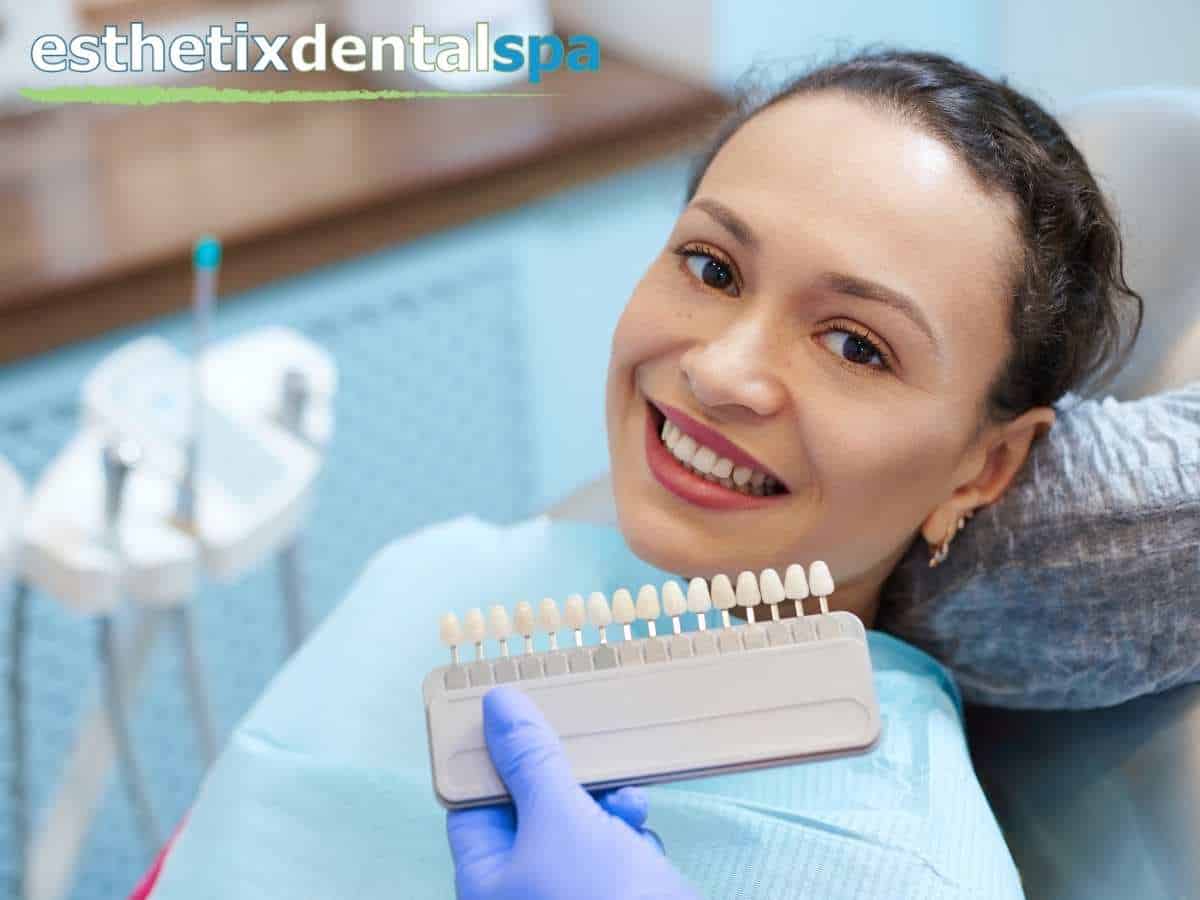 A woman having veneers to improve her smile in Washington Heights, NY.
